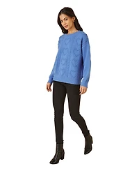 Yumi Women's Heart Detail Relaxed Knit Sweater