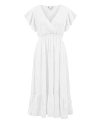 Yumi Women's Cotton Broderie Anglaise Wrap Midi Dress