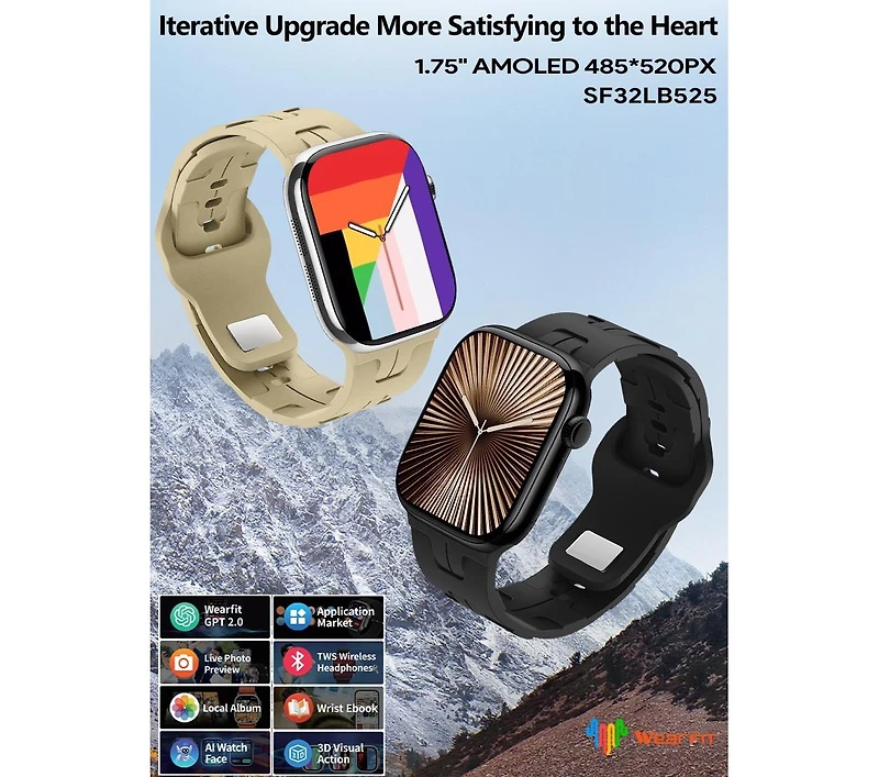 Ruxing Smart 1.75" Smart Watch Multi-function for Women Men With Bluetooth Multi-function, Health Monitoring, Intelligent Reminder -Pink