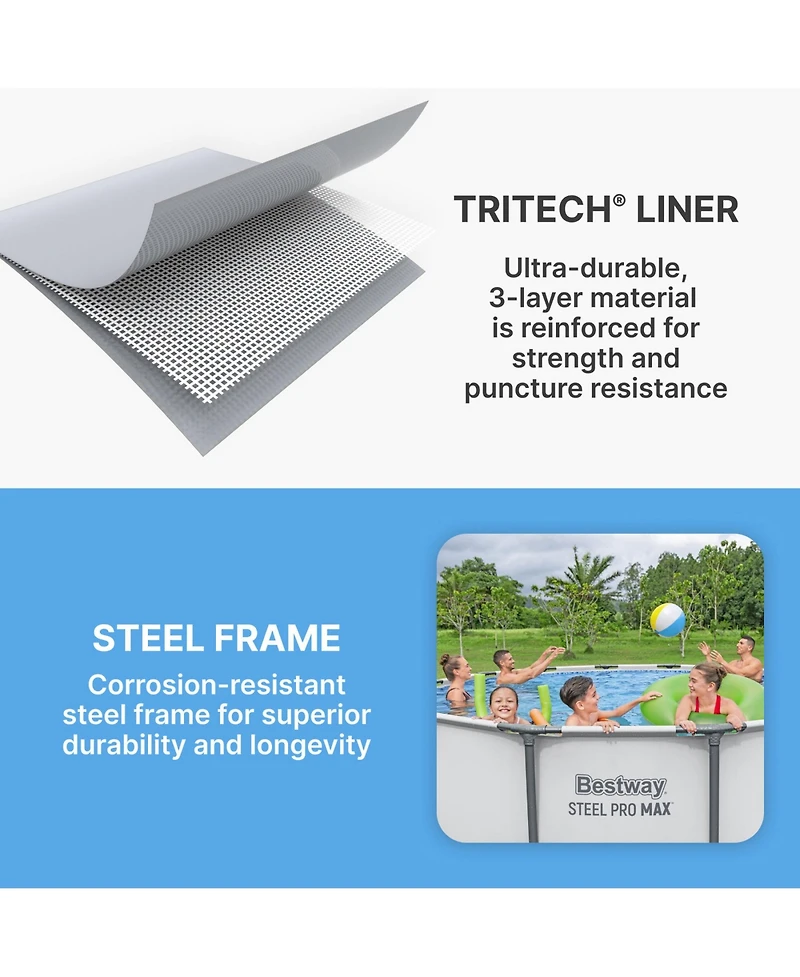 Bestway Steel Pro Max 14'x48" Round Above Ground Swimming Pool with Pump & Cover