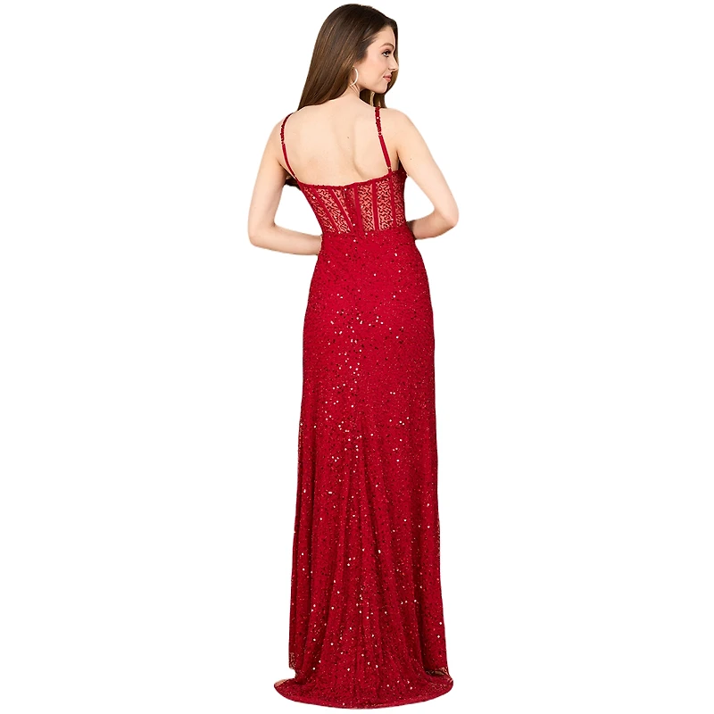Lara Women's Elegant Corset Gown with Slit