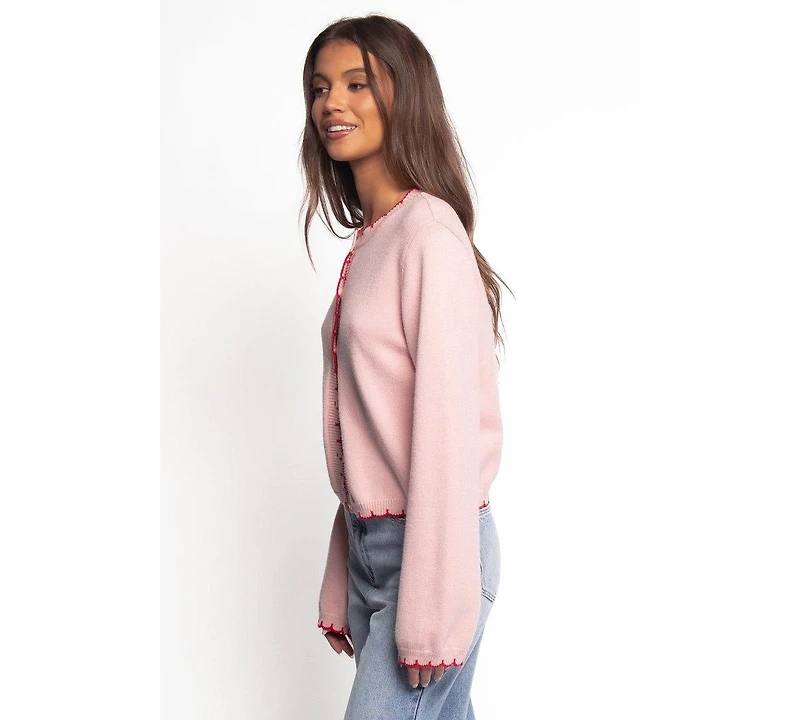 Petal and Pup Women's Payton Scallop Cardigan - Pink Red Xl