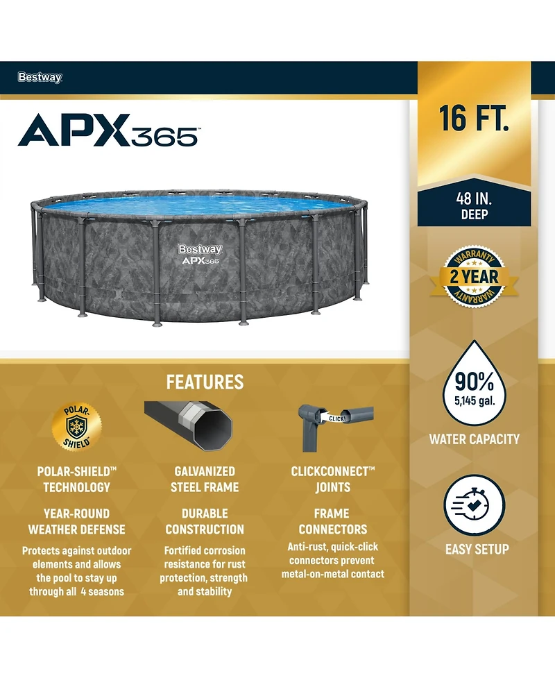 Bestway Apx 365 16' x 48" Round Above Ground Swimming Pool Set w/ Pump & Ladder