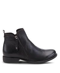 Spring Step Oziel Leather Bootie with Decorative Zipper and Chunky Sculpted Heel