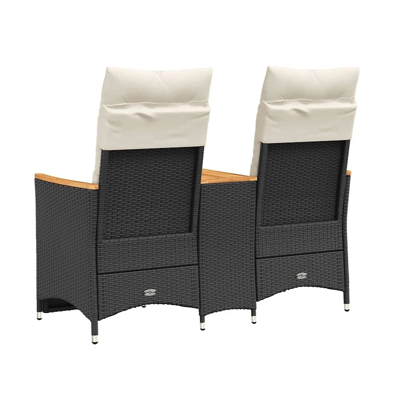 Reclining Garden Sofa Black, Cream White