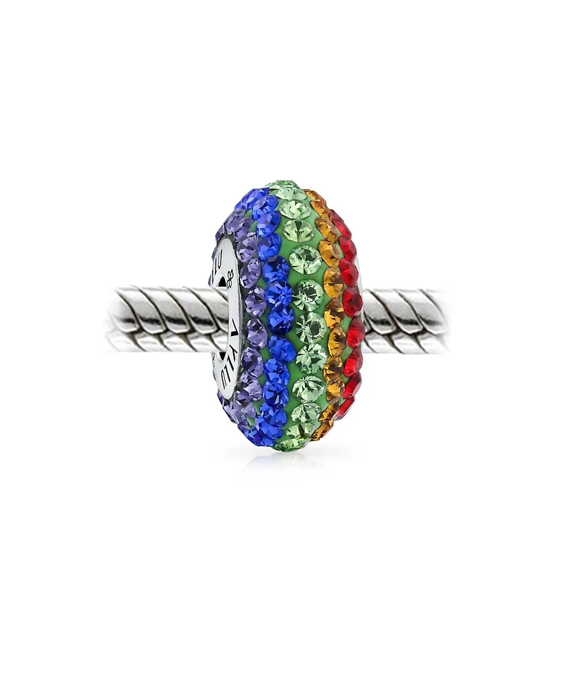 Bling Jewelry Set of 2 Colorful Crystal Bead Charm Lgbtq Rainbow Spacer for European Bracelet