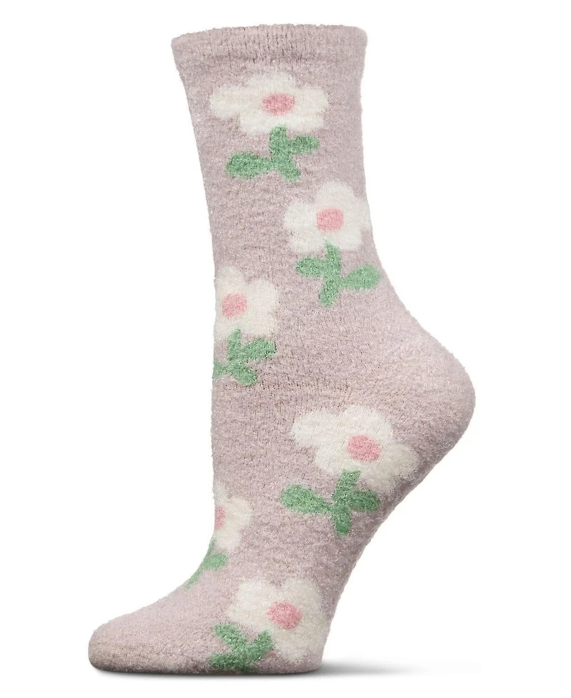 MeMoi Women's Flower Aloe Infused Crew Socks