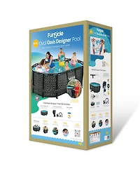 Funsicle Oasis 9'10" x 6'7" Oval Above Ground Swimming Pool, Dark Herringbone