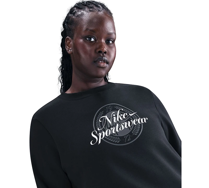 Nike Plus Sportswear Club Fleece Graphic Crew-Neck Sweatshirt