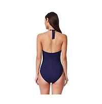Profile by Gottex Women's Retro Riviera Halter Netted Crochet One Piece