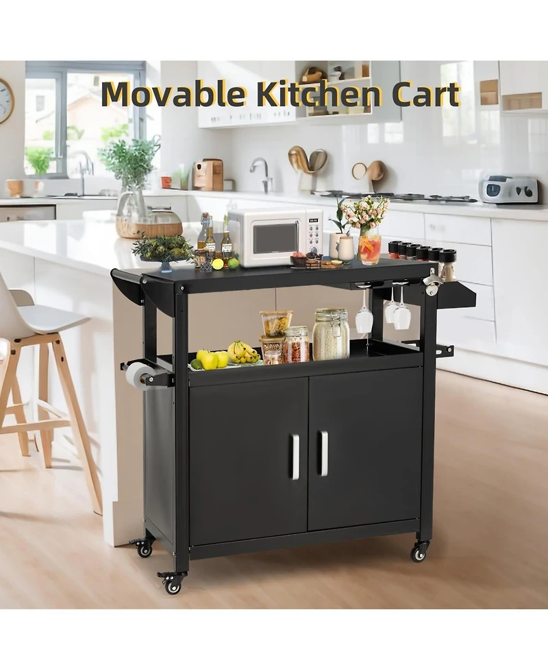 Aecojoy Outdoor Grill Table, 3-Tier Pizza Oven Stand Stainless Steel Bbq Prep Table