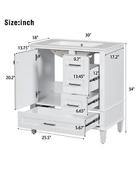 Lovmor 30inch Bathroom Vanity Modern Bathroom Cabinet with Sink Combo Set Bathroom Storage Cabinet with a Soft Closing Door