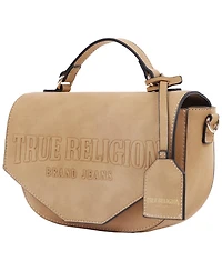 True Religion Trapunto Logo Suede Flap Crossbody