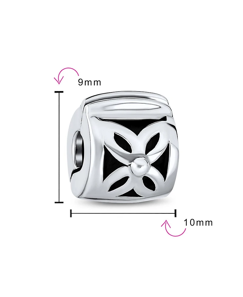 Bling Jewelry Set of 2 Floral Daisy Clasp Spacer Charm Oxidized Sterling Silver for European Bracelet