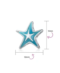 Bling Jewelry Set of 3 Nautical Travel Beach Blue Starfish & Cartoon Fish Glass Charm Bead for European Bracelets