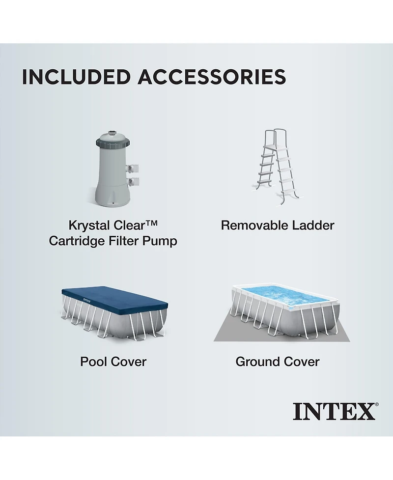 Intex 16 Foot x 42 Inch Prism Frame Rectangular Above Ground Swimming Pool Set