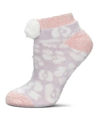 MeMoi Women's Leopard Buttersoft Plush Lined Low Cut Socks