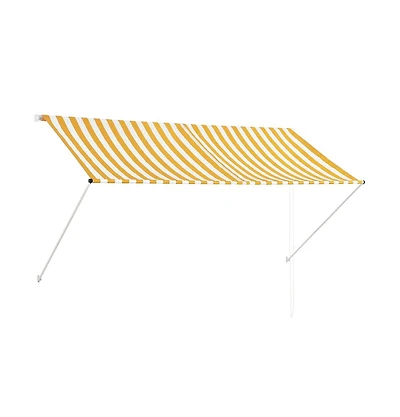 Awning Yellow and White Steel frame 98.4 x 59.1 in Retractable