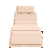 Sunlounger Beige Solid Acacia wood Regular Foldable