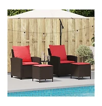 4 Piece Patio Sofa Set with Cushions Brown Poly Rattan