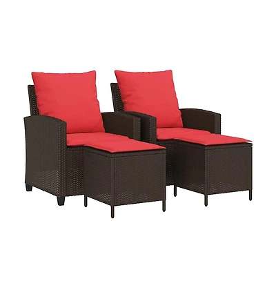 4 Piece Patio Sofa Set with Cushions Brown Poly Rattan
