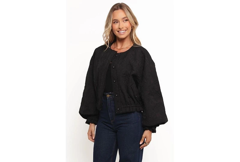 Petal and Pup Women's Yuki Tonal Embroidered Flower Jacket - Black L
