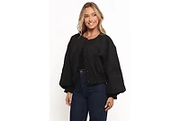 Petal and Pup Women's Yuki Tonal Embroidered Flower Jacket - Black L