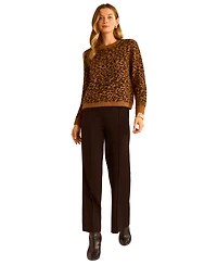 Vince Camuto Women's Leopard Print Long Sleeve Sweater