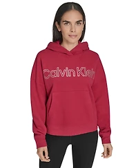 Calvin Klein Women's Performance Metallic Outline Logo Fleece Hoodie