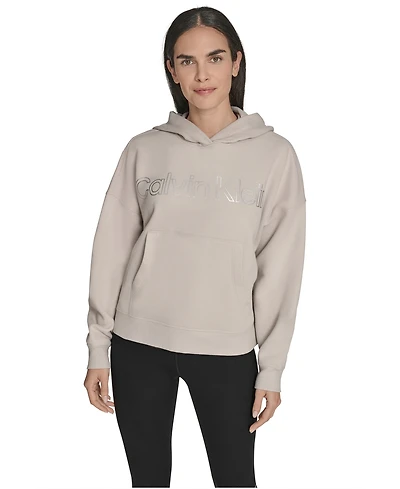 Calvin Klein Women's Performance Metallic Outline Logo Fleece Hoodie