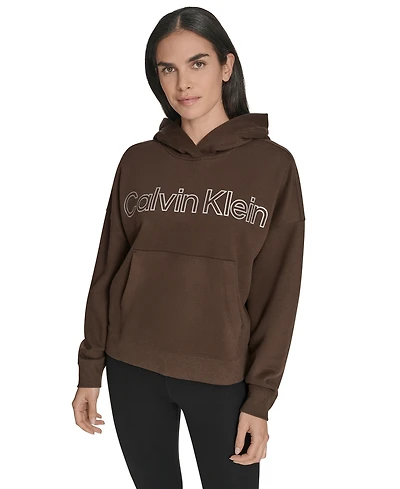Calvin Klein Women's Performance Metallic Outline Logo Fleece Hoodie