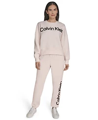 Calvin Klein Women's Performance Flocked Logo Pull-On Sweatshirt