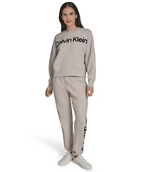 Calvin Klein Women's Performance Flocked Logo Pull-On Sweatshirt