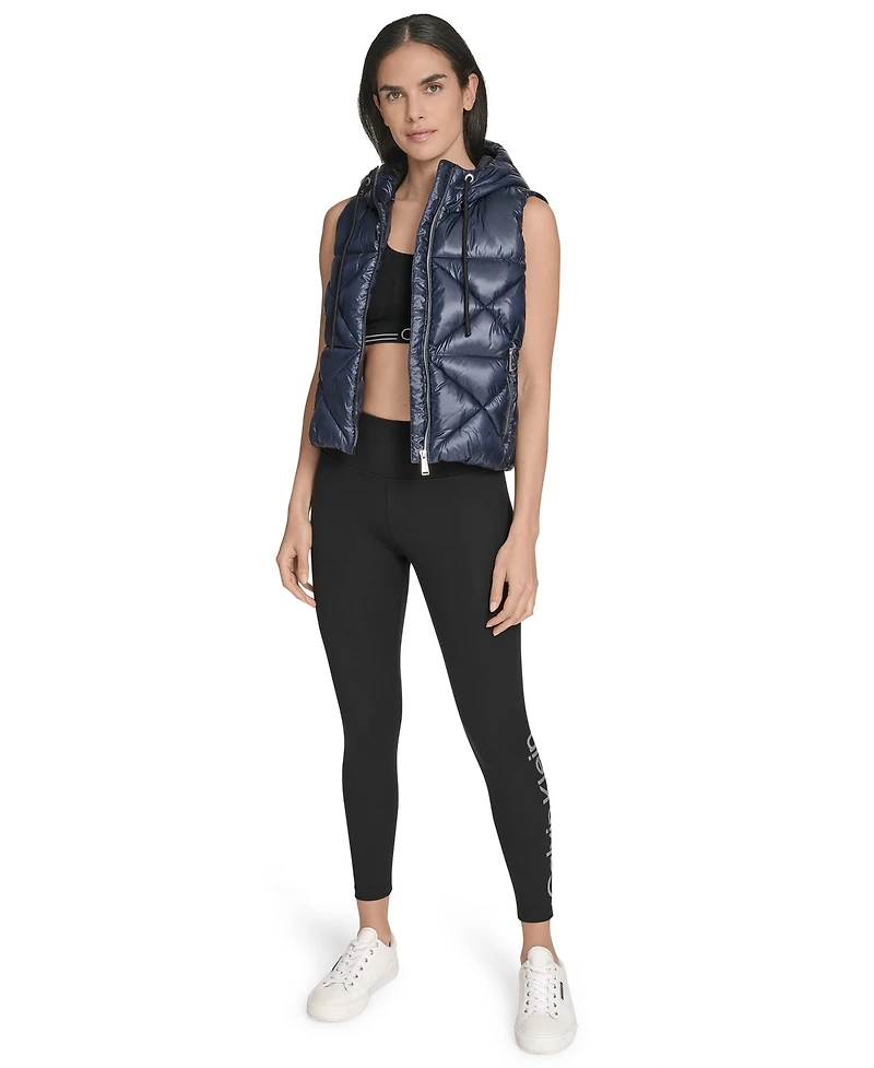 Calvin Klein Women's Performance Diamond Quilt Hooded Puffer Vest
