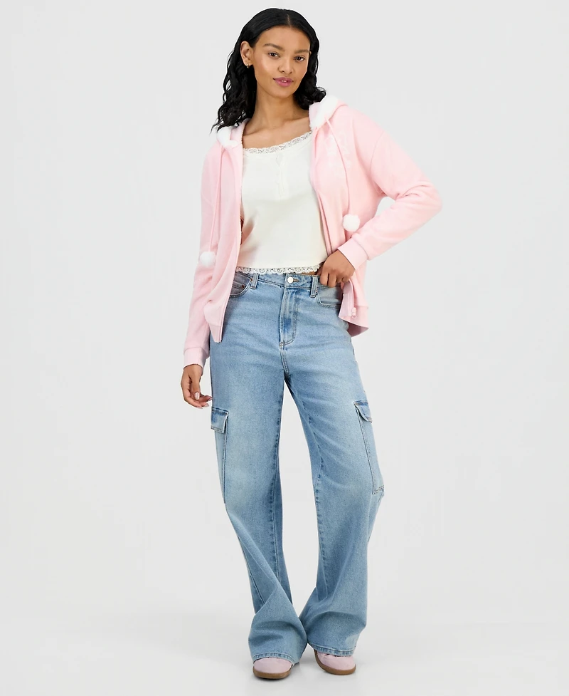 Love Tribe Juniors' Hello Kitty Zip-Front Hoodie