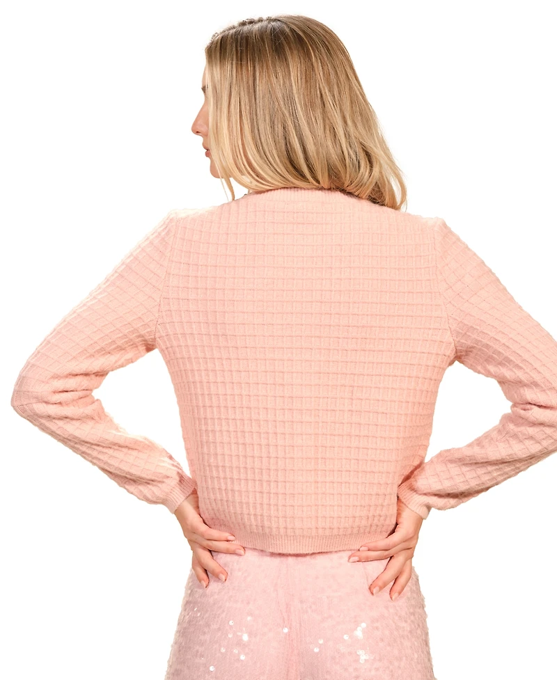 Isaac Mizrahi Women's Long Sleeve Crystal Cardigan Sweater