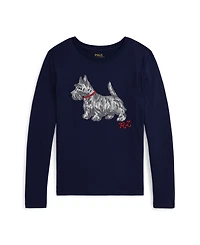 Polo Ralph Lauren Girls 7-16 Dog-Print Long-Sleeve T-Shirt