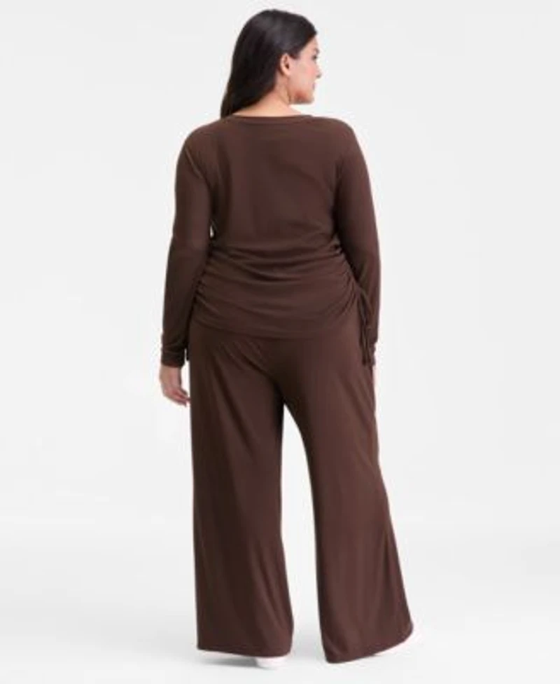 I.N.C. International Concepts Plus Size Side Tie Top Wide Leg Pants Macys Exclusive