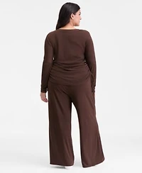 I.N.C. International Concepts Plus Size Side Tie Top Wide Leg Pants Macys Exclusive