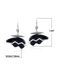 American West Jewelry Sterling Silver Black Onyx Bear Lever Back Earrings