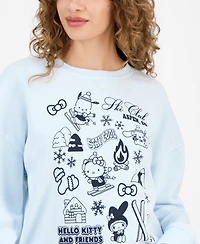 Grayson Threads, The Label Juniors' Hello Kitty Winter Grid Fleece Crewneck Sweatshirt
