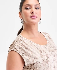 I.n.c. International Concepts Plus Printed Gathered-Shoulder Tank, Macy's Exclusive