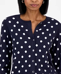 Nautica Jeans Women's Dot-Print Button-Front Cotton Cardigan