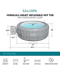 Bestway SaluSpa Honolulu AirJet Inflatable Hot Tub with EnergySense Cover, Grey