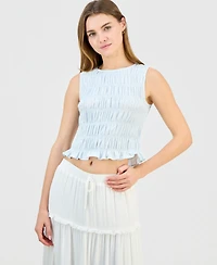 Madden Girl Juniors' Smocked Peplum Hem Top