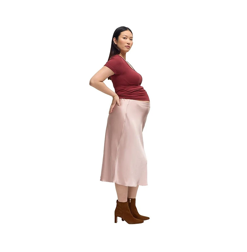 Ingrid + Isabel Maternity Satin Midi Skirt