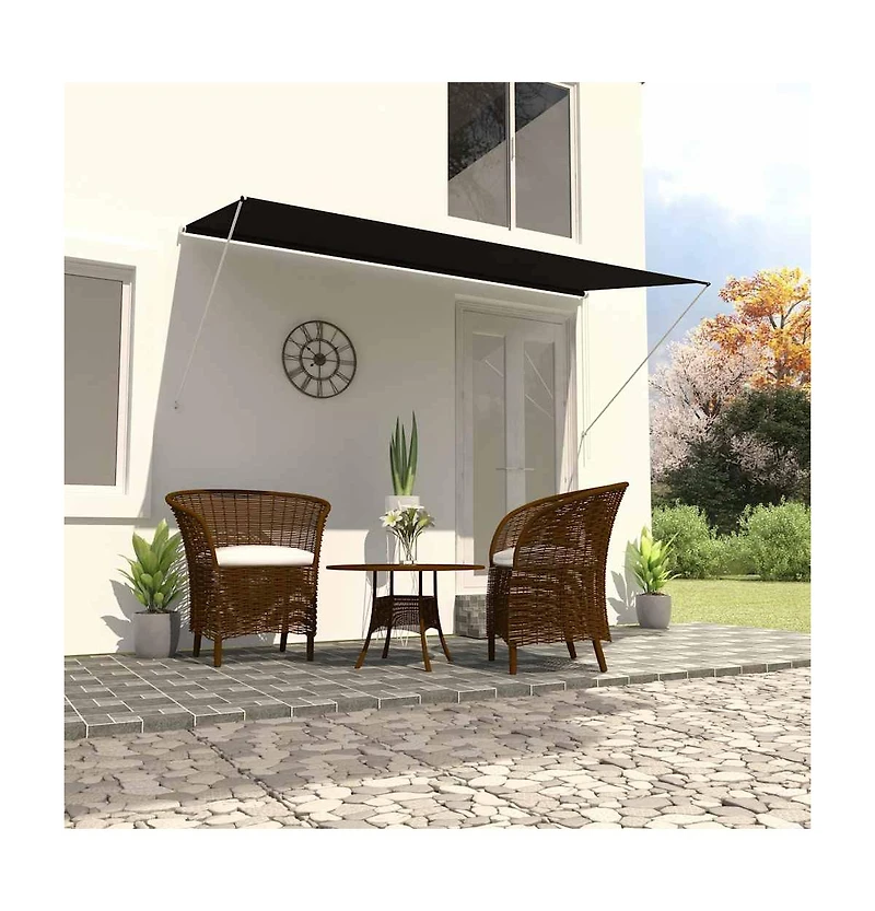 Awning Anthracite Steel frame, polyester fabric with Pa coating