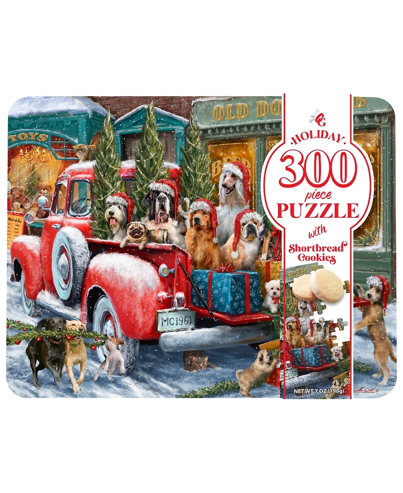 Original Gourmet Holiday Dogs Puzzle Cookie Tin, 2 Piece