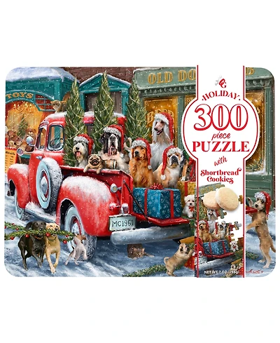 Original Gourmet Holiday Dogs Puzzle Cookie Tin, 2 Piece