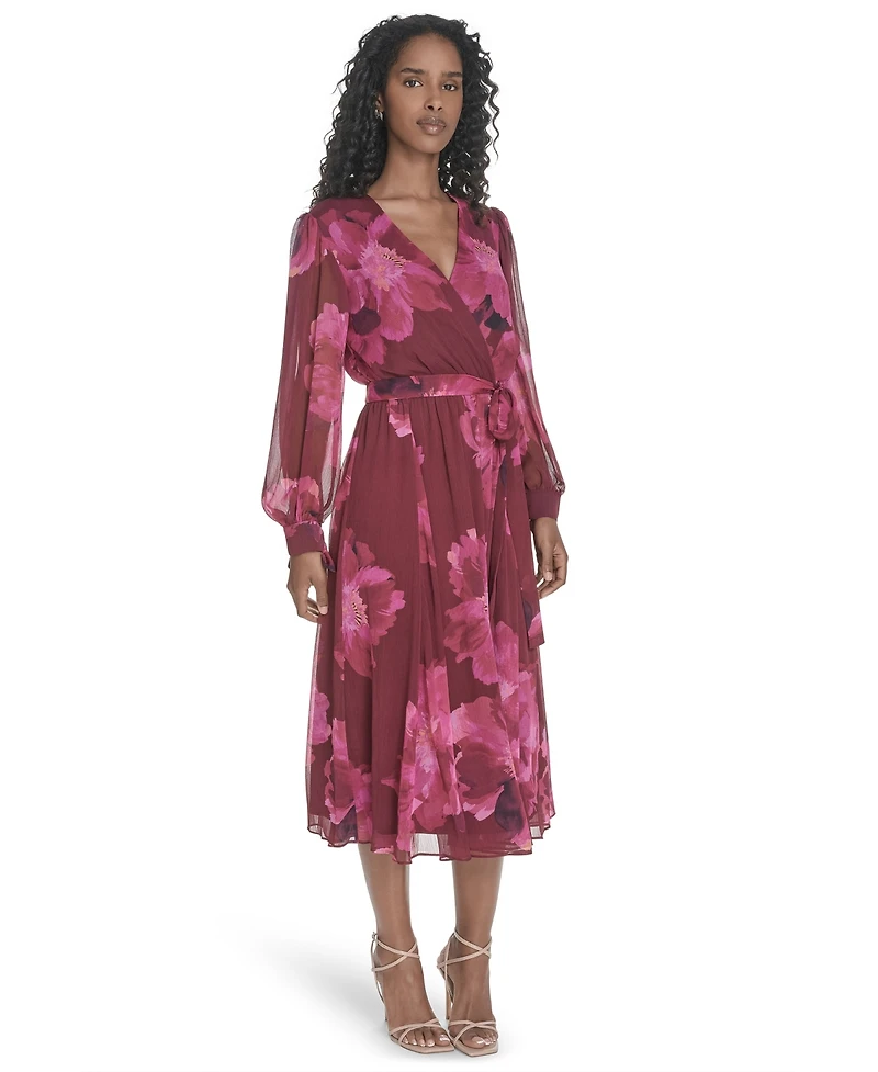 Calvin Klein Plus Tie Sleeve Midi Dress
